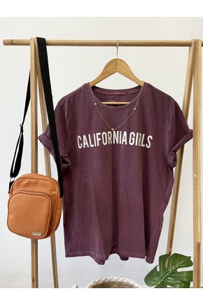 T-Shirt Plus Size Bordô California Girls