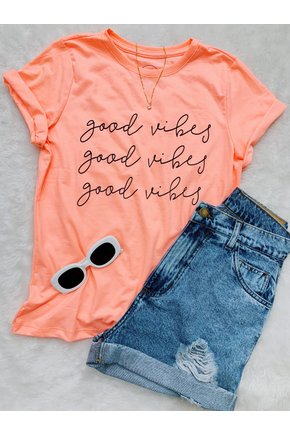 T-Shirt Laranja Neon Good Vibes