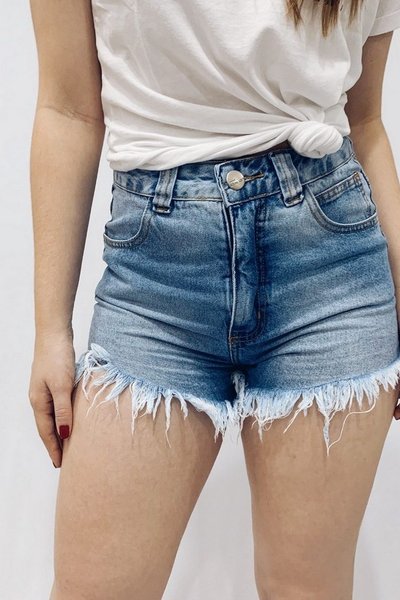 Short Jeans De Cintura Alta - Lady Rock