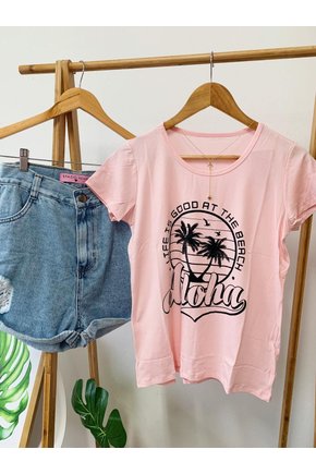 T-Shirt Rosa Bebê Aloha