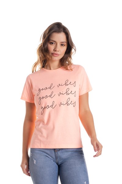 T-Shirt Laranja Neon Good Vibes
