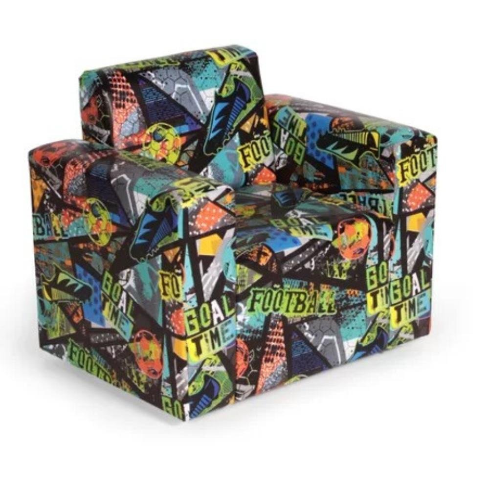 Mini Sofa Infantil Poltrona Criança Estofado com Personagem Estampa Futebol