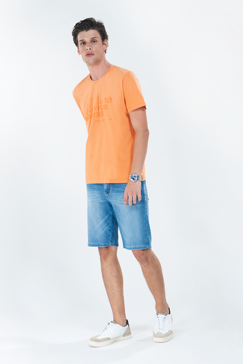 Bermuda masculina slim jeans escuro super elasticidade