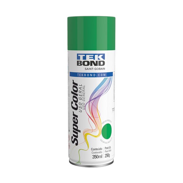 tinta spray verde tekspray super color uso geral 350ml aerossol tekbond saint gobain 23161006900