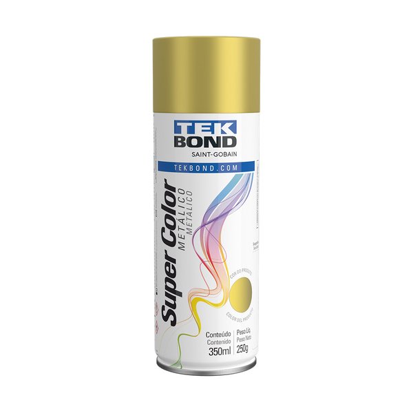 tinta spray dourado metalico tekspray super color 350ml aerossol tekbond saint gobain 23291006900