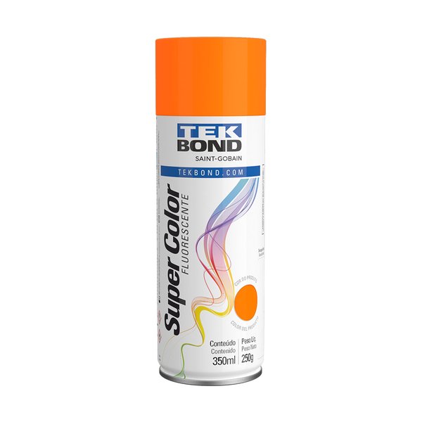 tinta spray laranja fluorescente tekspray super color 350ml aerossol tekbond saint gobain 23231006900