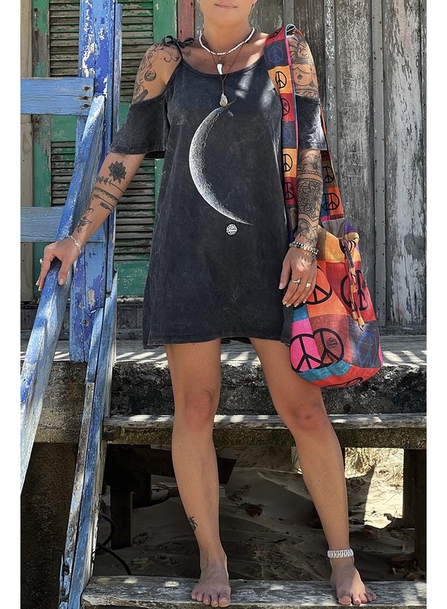 Vestido Curto Estonado Manga God Moon