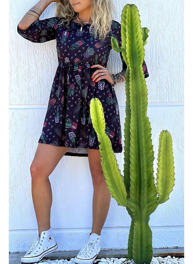 vestido curto meia manga cactus 3