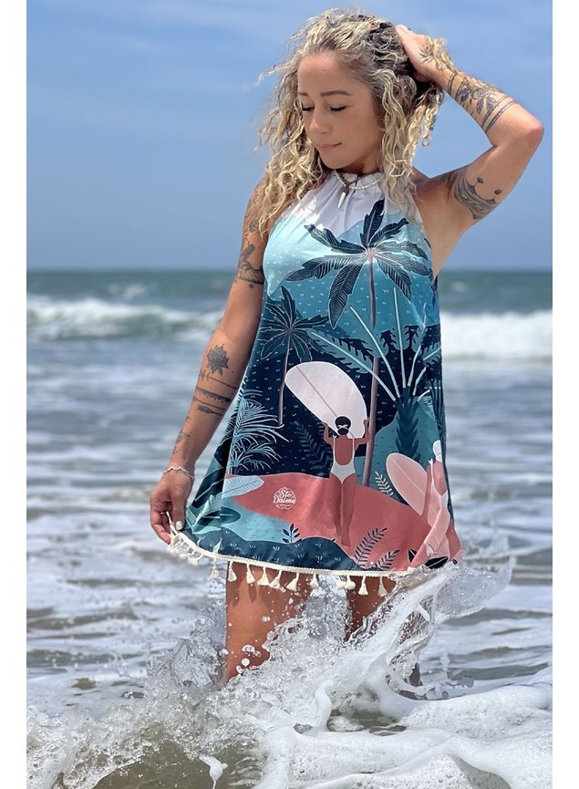 vestido curto com franja surf girl 2
