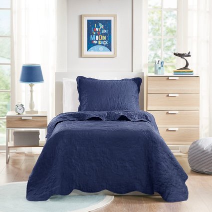 Kit Colcha StudioMix Solteiro 2 peças Microfibra Marinho