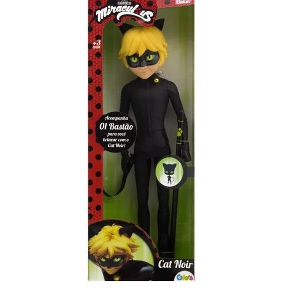 Boneco Cat Noir Miraculous Original Novabrink Com Bastão