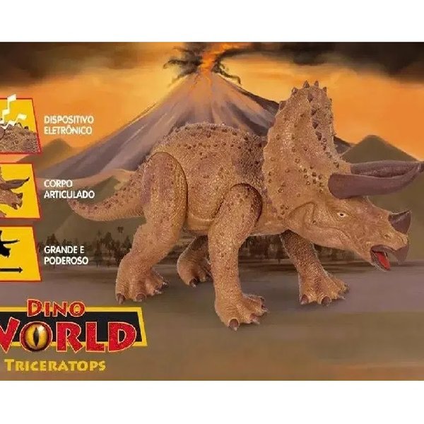 Dinossauro World Triceratops 45cm com Som - Cotiplás