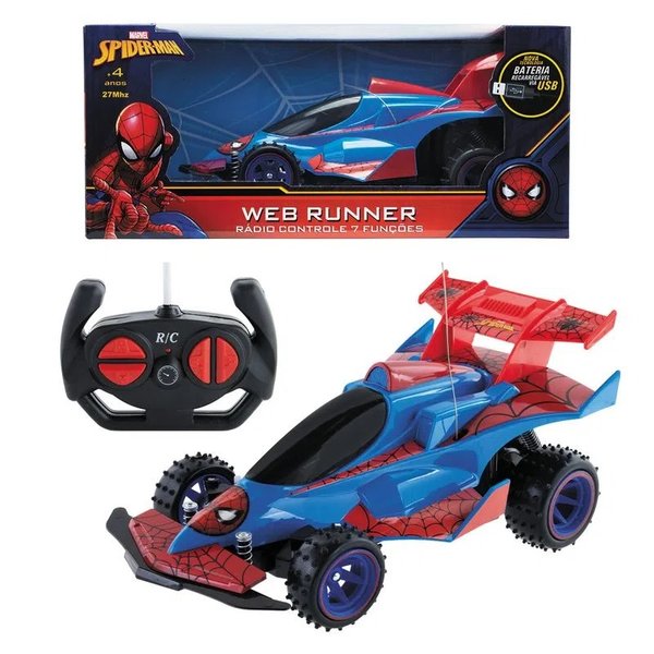 Carro de Controle Remoto Web Runner Homem Aranha - Candide