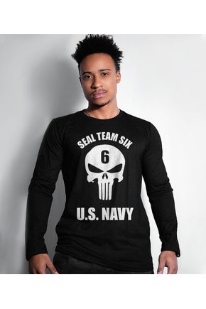 Camiseta Manga Longa Punisher Seal Team Six US Navy
