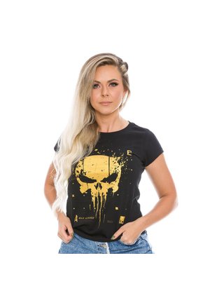 Camiseta Militar Baby Look Feminina New Punisher Gold Line