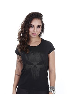 Camiseta Militar Baby Look Feminina Punisher Dark Line