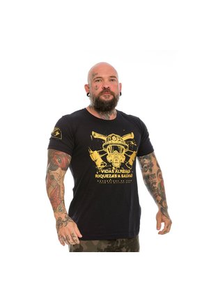 Camiseta Militar Bombeiros Vidas Alheias Riquezas a Salvar Gold Line