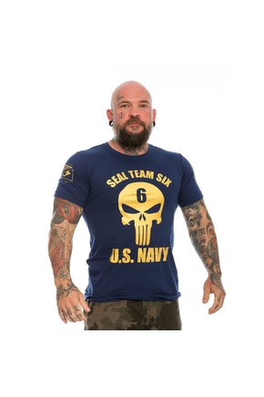 Camiseta Militar Punisher Seal Team Six US Navy Gold Line