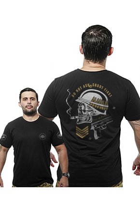 Camiseta Militar Wide Back Do Not Ask Shoot First