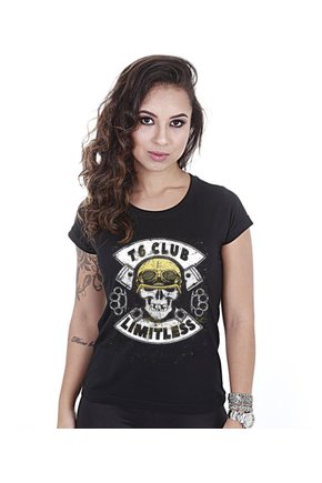 Camiseta Motorcycle Baby Look Feminina Team Six Club Limitless