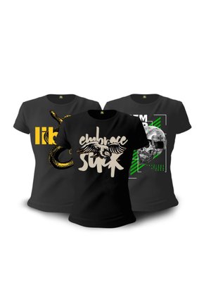 Kit 03 Camisetas Baby Look Feminina GUFZ6 Embrace - TeamSix