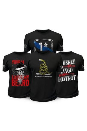Kit 4 Camisetas Militares Tactical Fritz Beard Risk - TeamSix