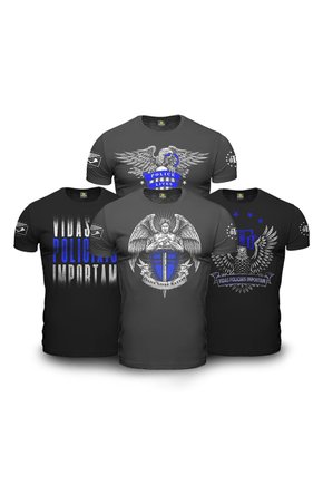 Kit 4 Camisetas Militares Masculinas com Estampa Police Live Matter Vidas Policiais Importam