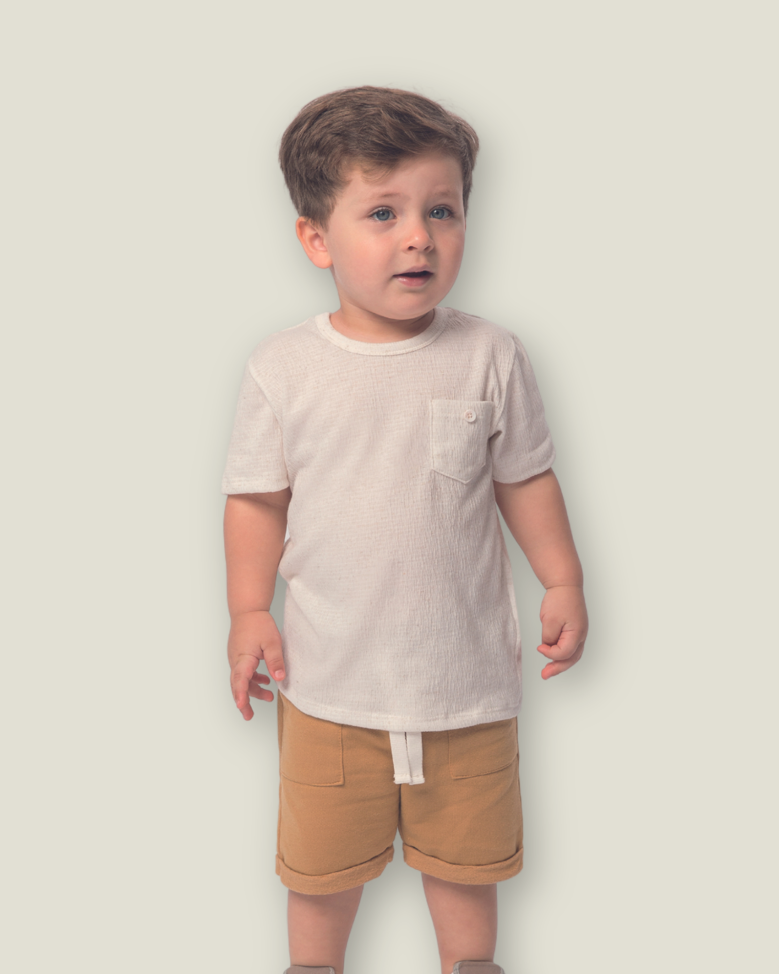 Conjunto de Roupa Infantil Camiseta Linho e Bermuda Moletinho- Menino