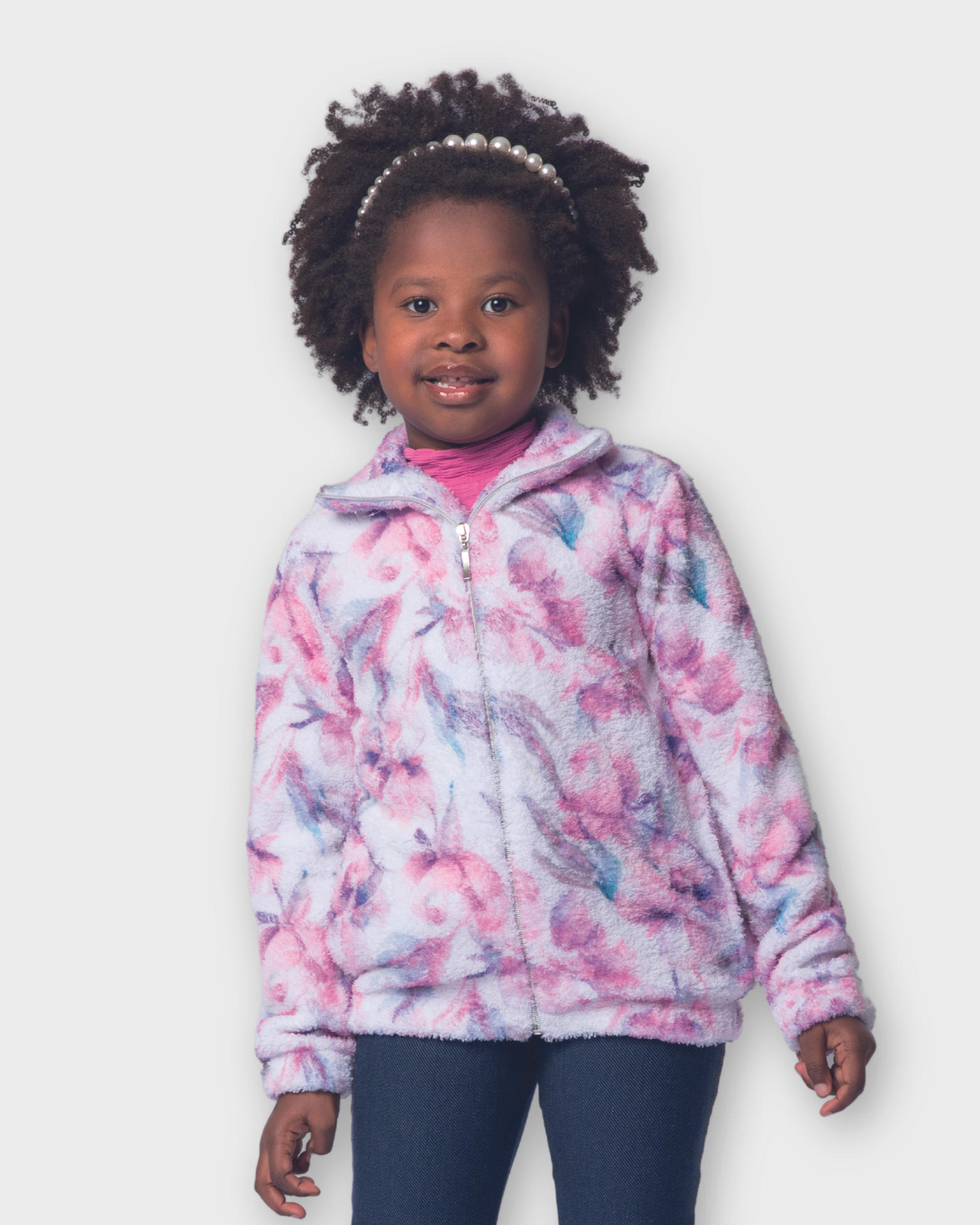 Jaqueta de Pelo Floral Infantil - Menina