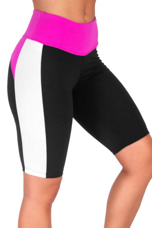l72t5c bermuda ciclista track supplex top model preto ecru rosa pantera f 1