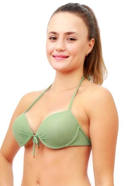 Top biquíni super push up verde, Ofertas em roupa de banho de mulher 2023