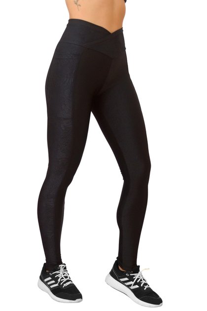 l legging lycra fit transpassado modele top model preto f