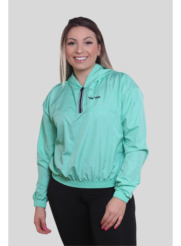 Jaqueta Corta Vento Feminina Meio Z per Verde gua