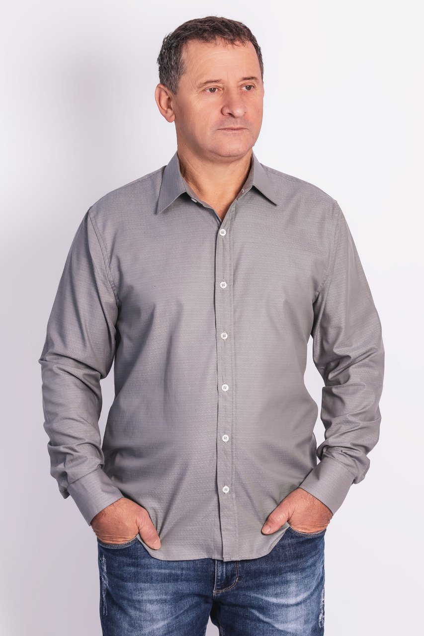 Camisa social best sale cinza masculina