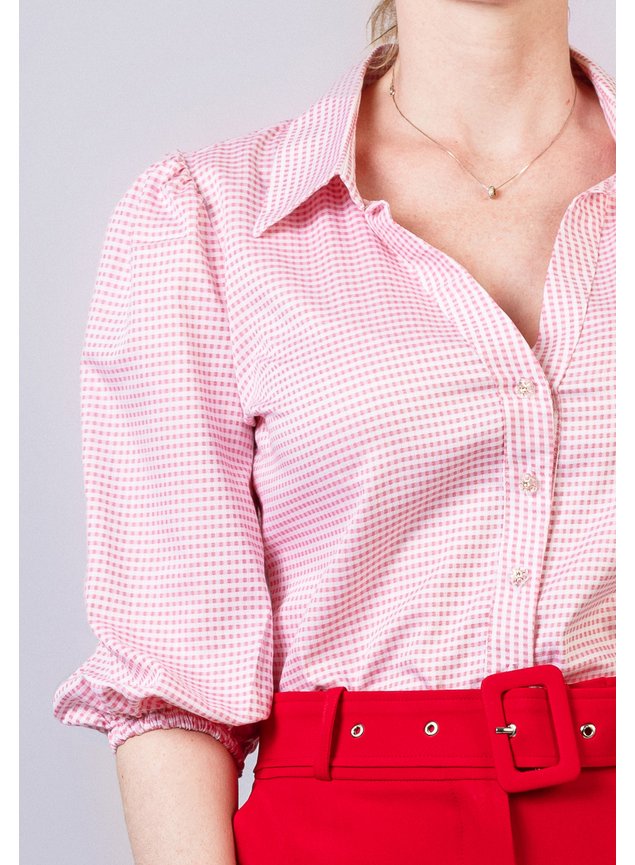Camisa Feminina Xadrez Vichy Manga Longa E Bolsos Frontais - Compre Agora -  Feira da Madrugada SP