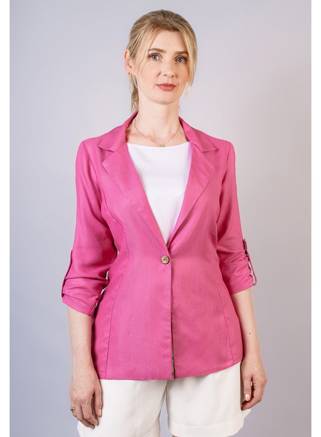 Blazer Feminino Alfaiataria Alongado Azul Marinho