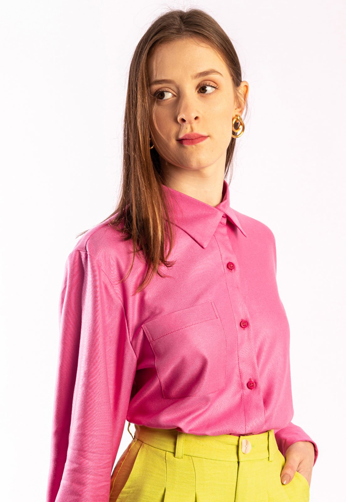 Camisa social feminina store rosa