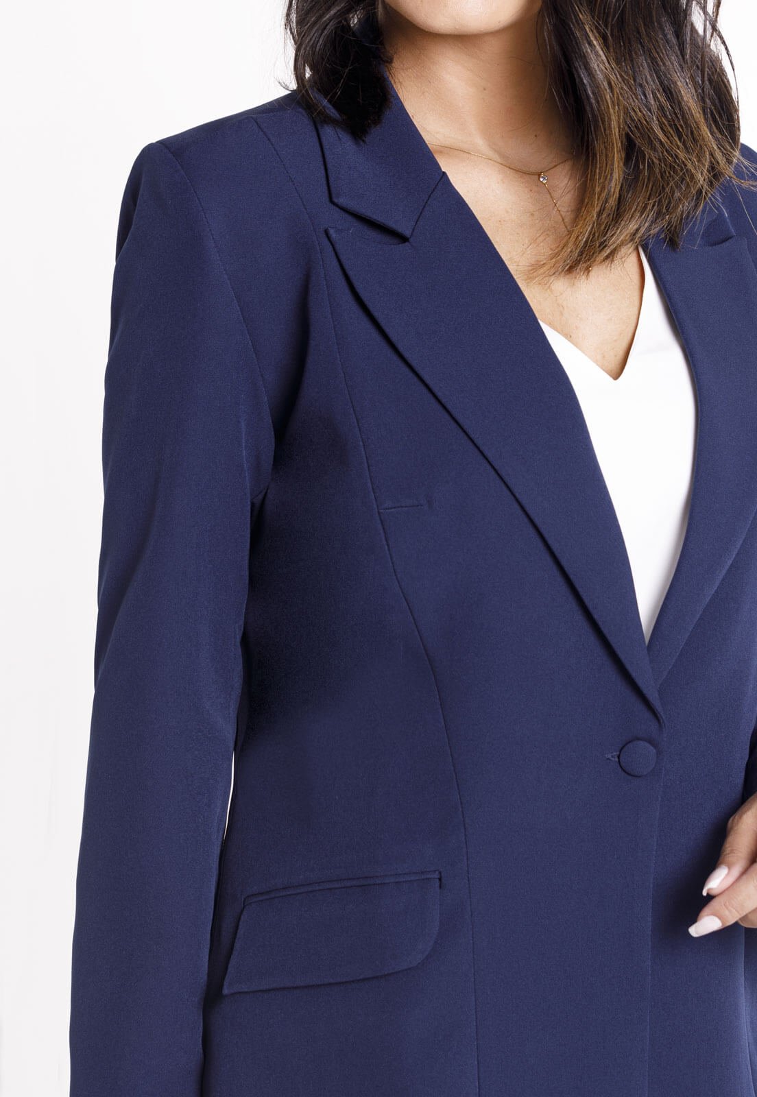 Blazer Feminino Alongado Azul Marinho Raquel
