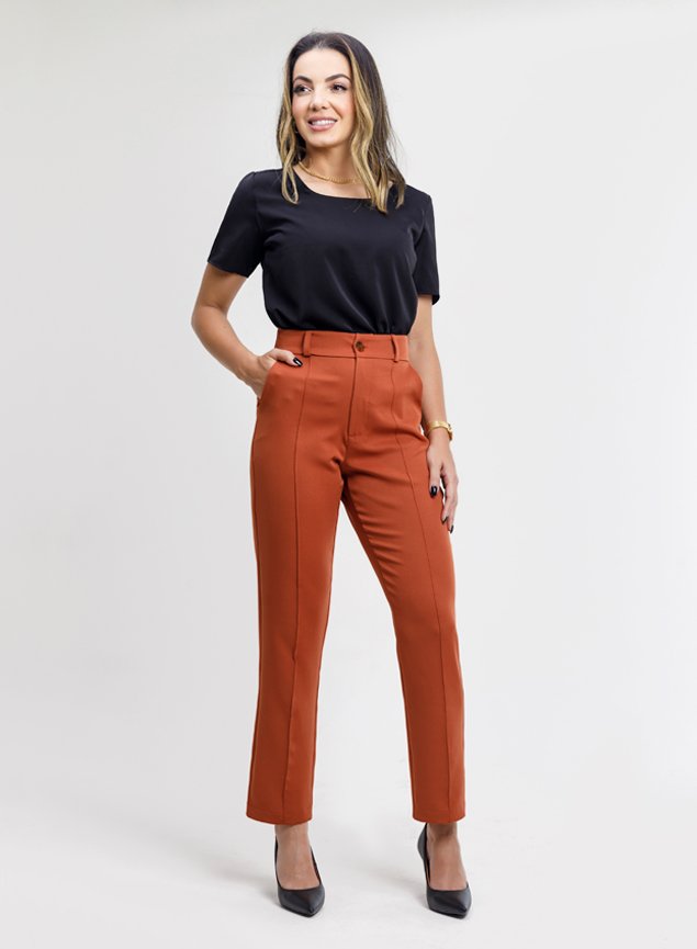 Calça alfaiataria discount feminina marrom