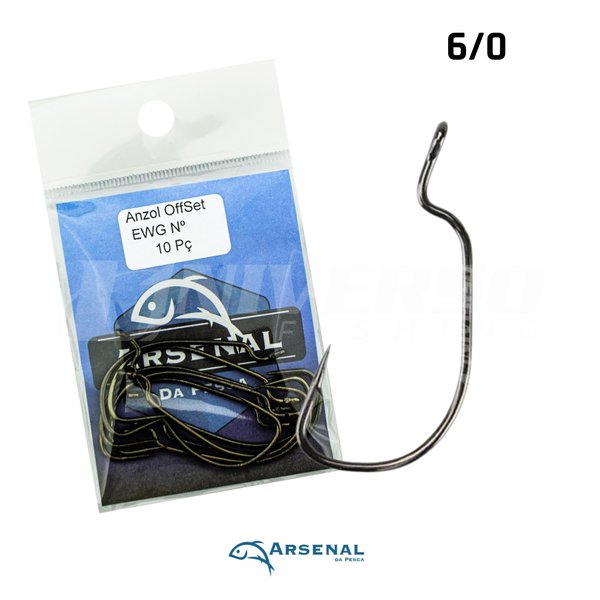 Anzol Arsenal da Pesca OffSet EWG Black Nickel - 10pçs 6/0