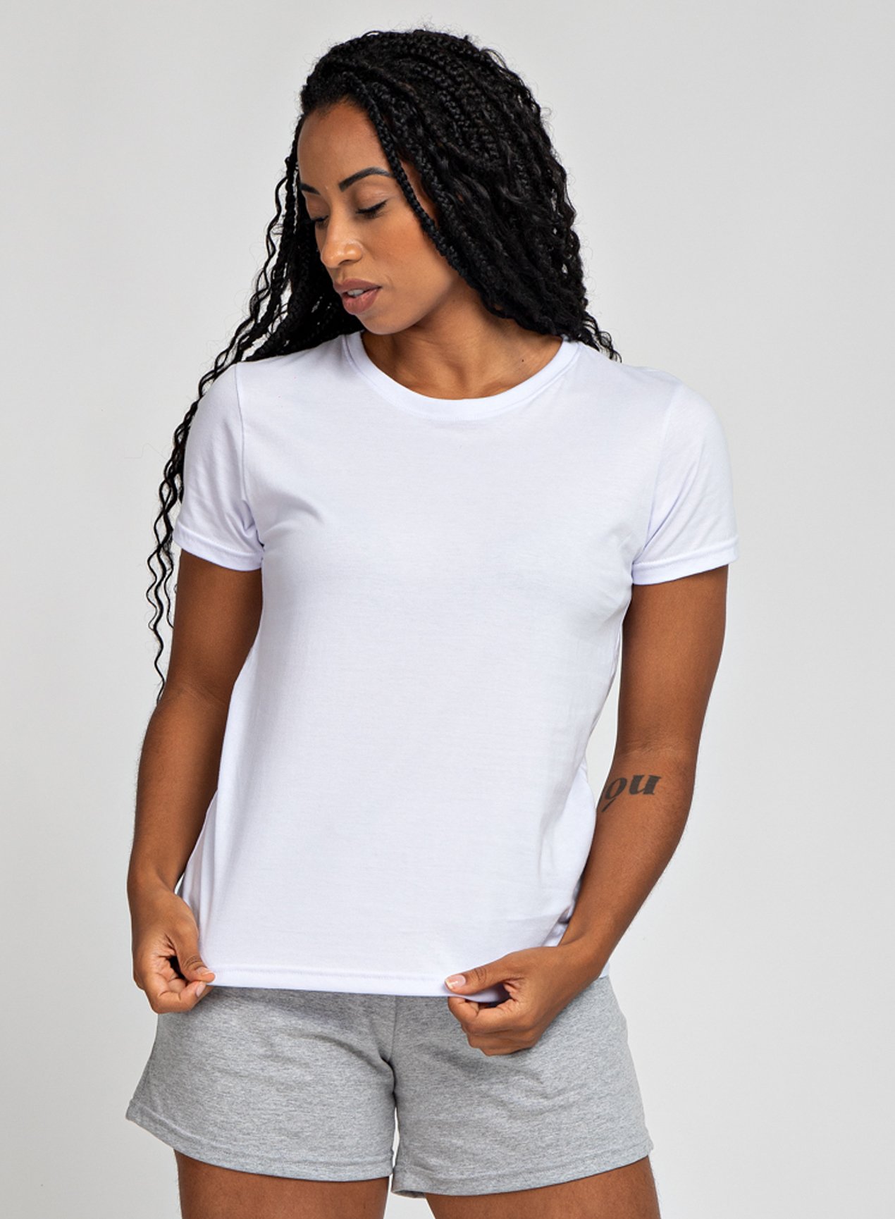 camiseta feminina branca algodao