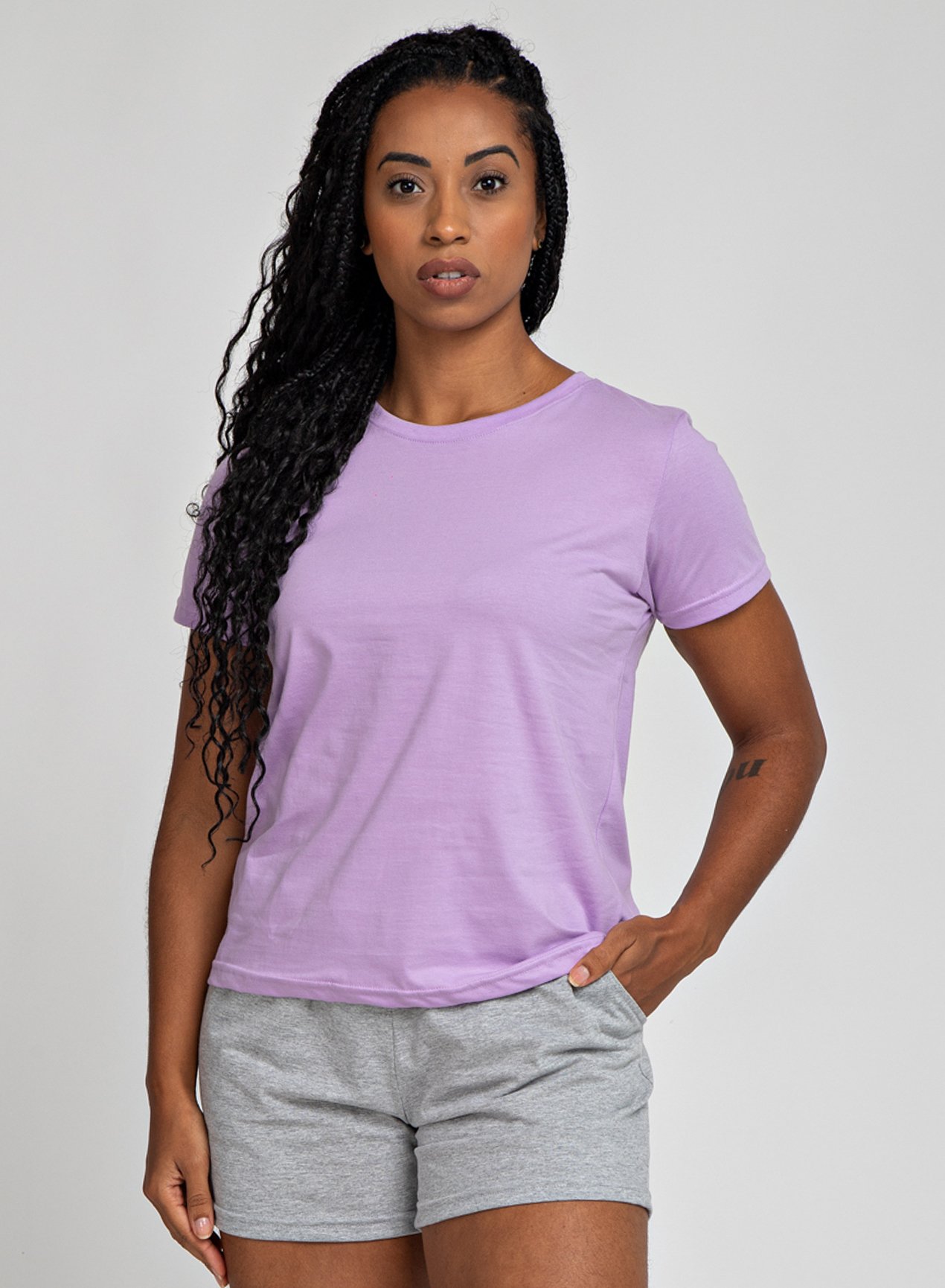 Camiseta Feminina Algodão Lilás