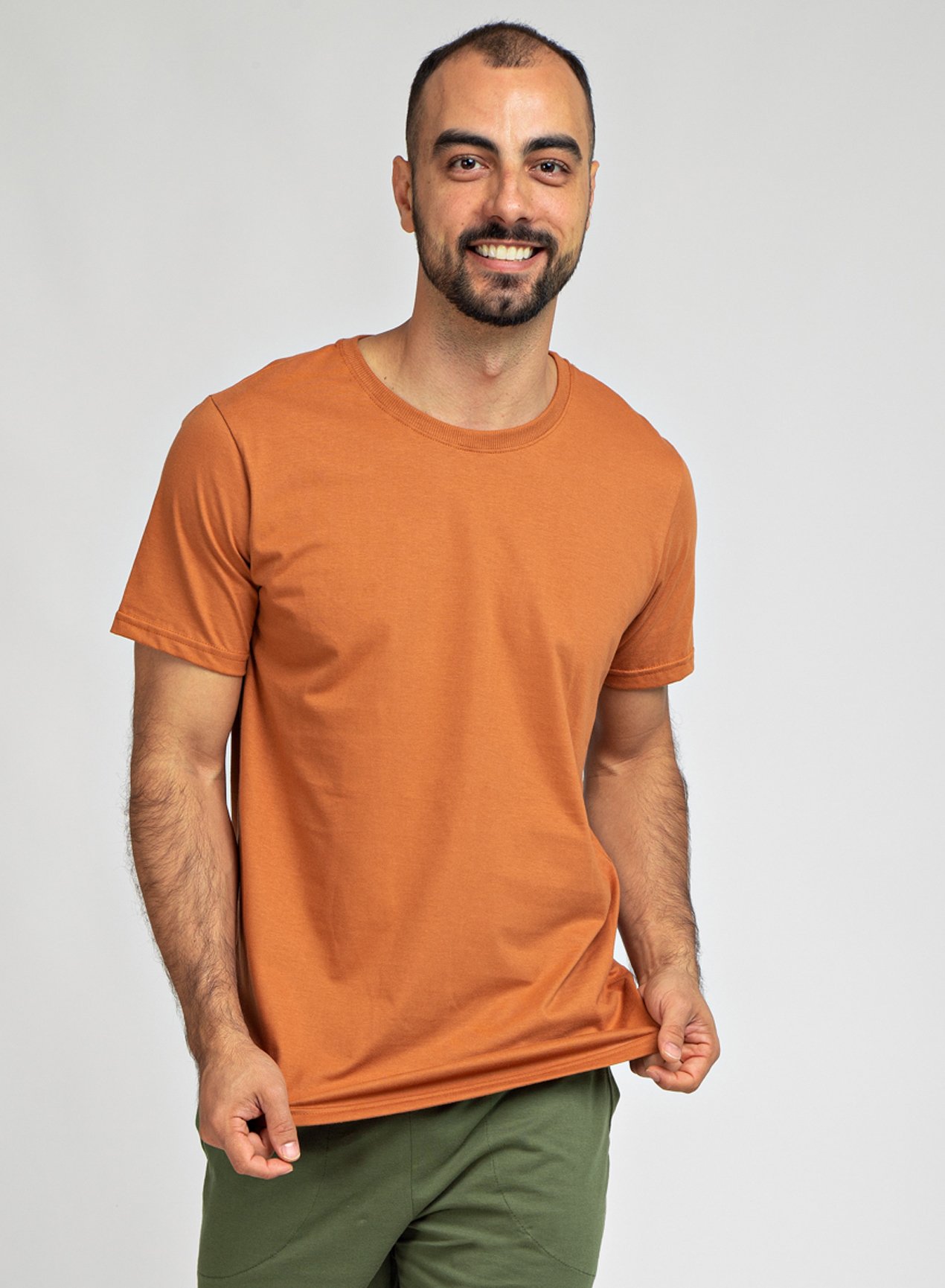 camiseta premium masculina confortavel algodao caramelo
