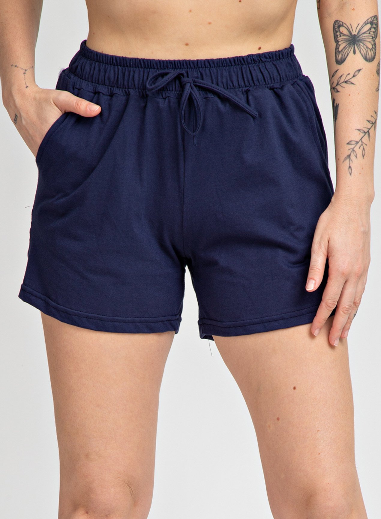 Short Feminino De Malha Marinho