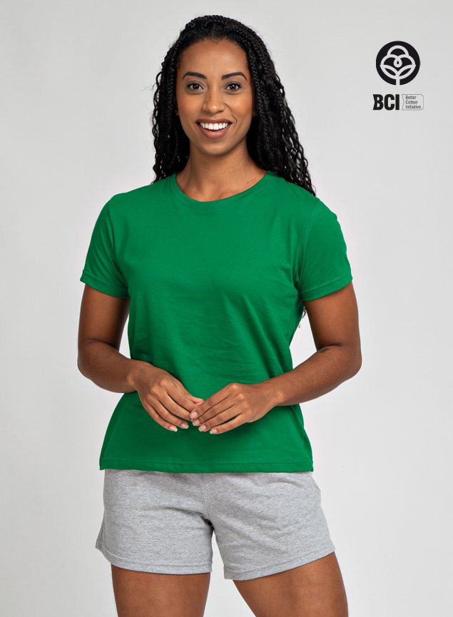 T-shirt Feminina Manga Curta Estampa Verde Bandeira Branca