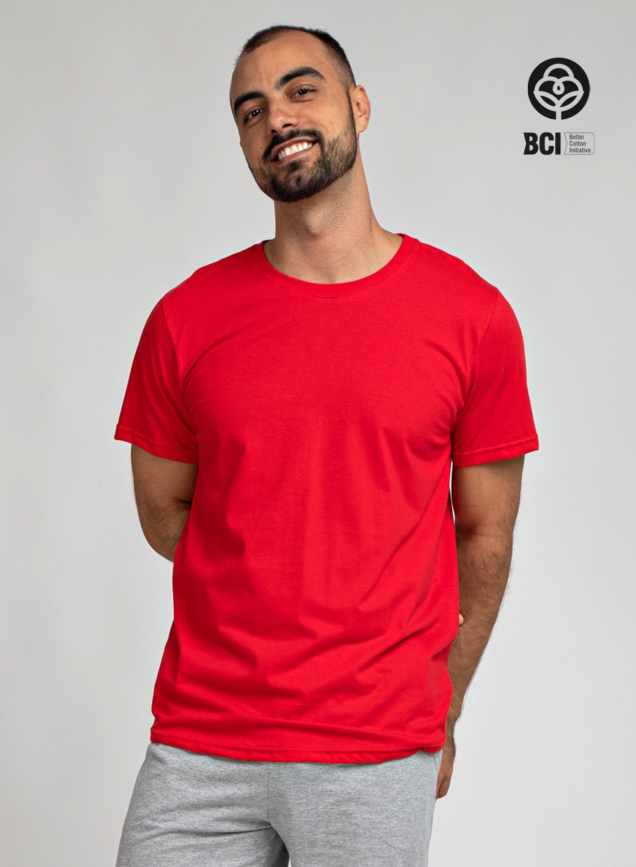 camiseta masculina algodao bci premium universo basico vermelho