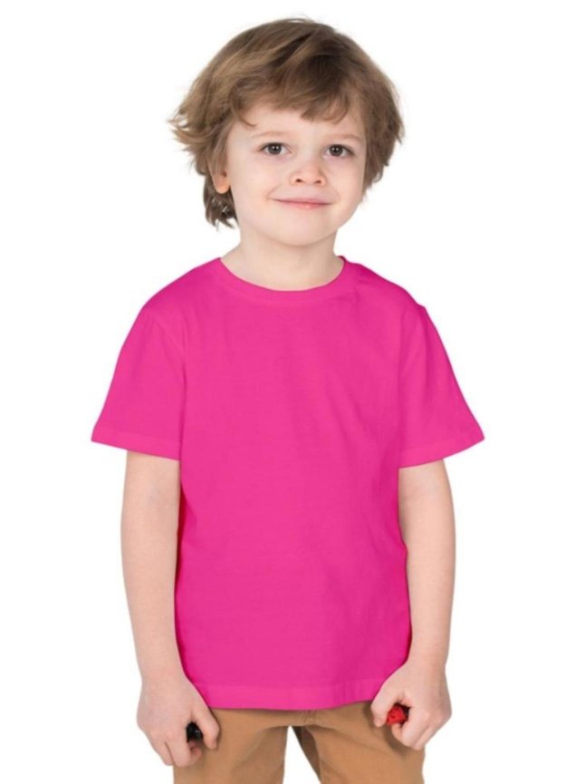 camiseta infantil basica lisa algodao rosa pink unissex en