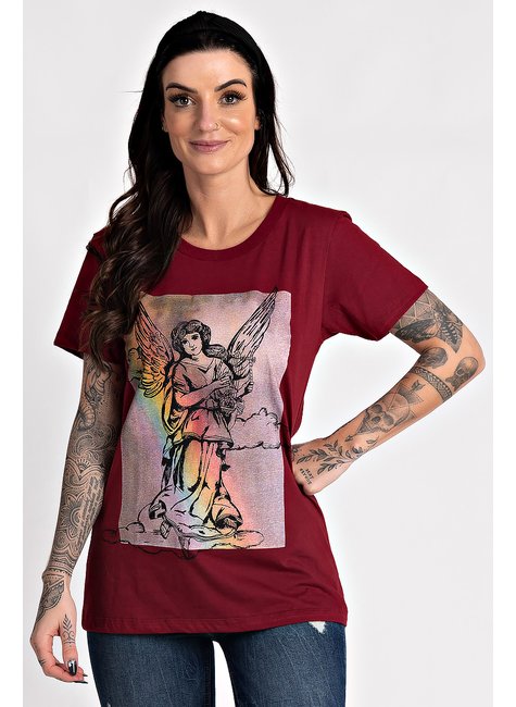T-Shirt Feminina Angel Bordo - South River (P ao GG)