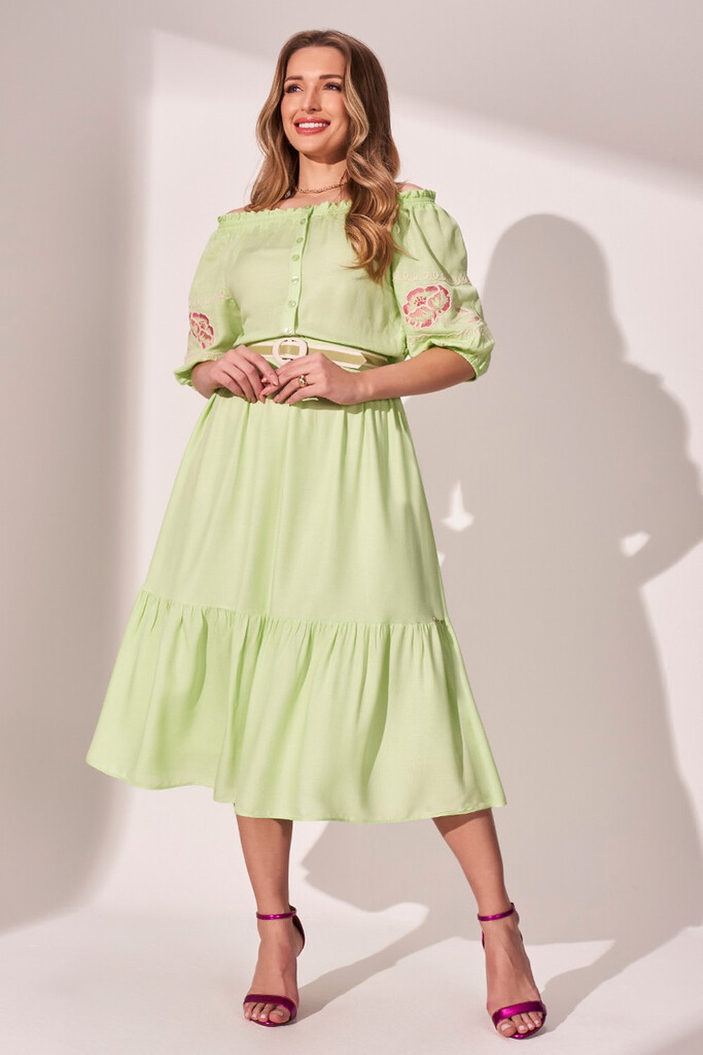 vestido verde lima com cinto 1
