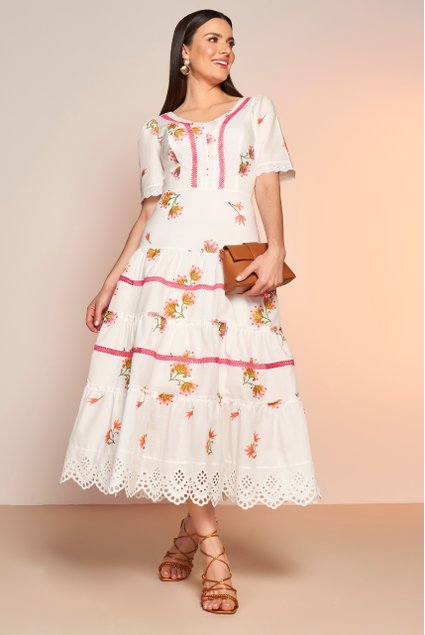 vestido off white estampado midi 1